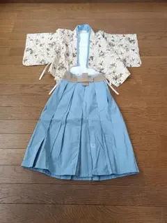 キッズ鶴オフホワイト着物・袴セット110セパレートのサムネイル