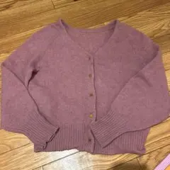 ウール カーディガン ラベンダー色のサムネイル