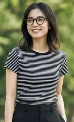 美品 GU ジーユー ミニボーダーTシャツ M ブラック×ホワイト 伸縮性◎半袖