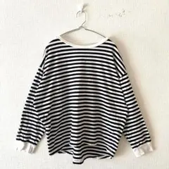 デイリーラインDAILY LINEバースデイシンプルボーダー長袖ロンパース80 