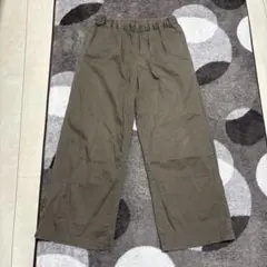 無印良品　カーキ ワイドパンツ ゴムウエスト