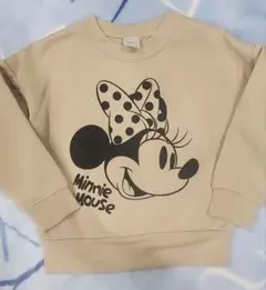 【Disney】 ミニーマウス トレーナー ベージュ１００cm