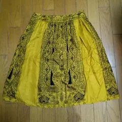 ETRO エトロ ペイズリー柄 フレアスカート イエロー 40　シルク