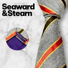 【訳あり】Seaward&Stearn ネクタイ グレー ストライプのサムネイル