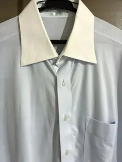 ORIHICA 白と淡いブルーのクレリックシャツ（L）