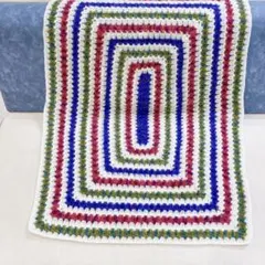 2　ブランケット　マルチカバー　長方形　手編み　カラフル　ハンドメイド　膝掛け