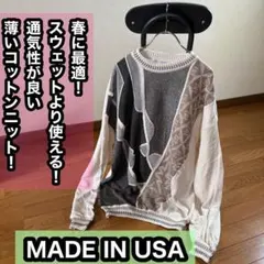 これ一枚で海外古着コーデ！目が粗い薄手コットンニットで暑苦しくないから春に最適！のサムネイル