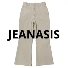 ジーナシス　ベージュ フレアパンツ ゴムウエスト