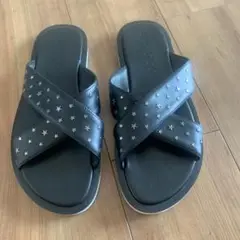 Jimmy Choo レザーサンダル 黒　 スタースタッズ 39 1/2