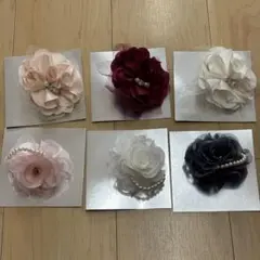 6個セット　コサージュ ケース入り　パール・オーガンジー・ストーン　no.2