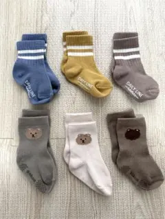 ベビー 靴下 6足 9~14cm まとめ売り 滑り止め付き