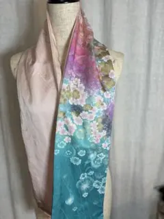 シルク着物リメイクハンドメイドストール　リバーシブル　美肌保温