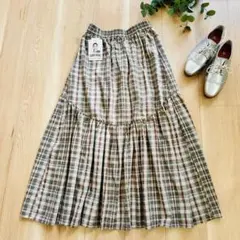 新品＊しまむら SUNNY HOUSE チェック柄フレアロングスカートのサムネイル