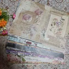 大量！海外素材紙 おすそ分け デザペ 1250枚 ヴィンテージ 花柄