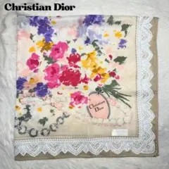 Christian Dior ディオール 花柄 レース ハンカチ 新品