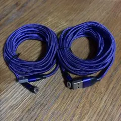 【未使用】充電ケーブルマグネット式 ケーブル3m ２本（パープル） プラグ端子無