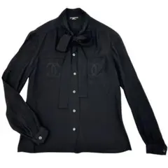 CHANEL シャネル シルク ボウタイブラウス ブラックのサムネイル