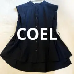 COEL コエル ミニマリスト ボックスショルダーブラウス ネイビー