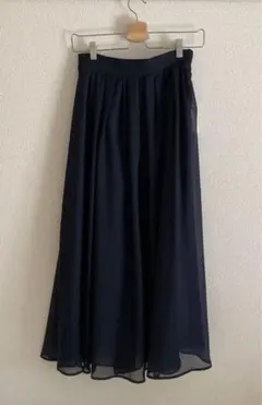 ネイビー フレアスカート ロング丈 シフォン