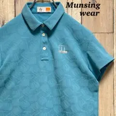 マンシングウェア　Munsingwear ポロシャツ 半袖　総柄　青色　L