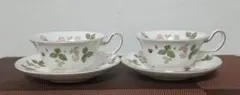 【美品】ウェッジウッド・ワイルドストロベリー ティーカップ&ソーサーペア