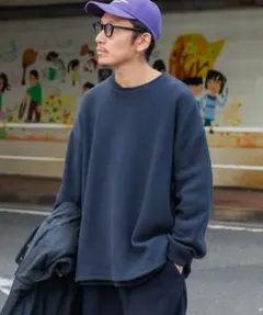 完売品wide dad Dad TECH CREW PULLOVER NAVY1