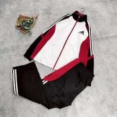 B2366✨値下げ中✨【アディダス】ジャージ/上下セット/赤白黒/スポーツ/O