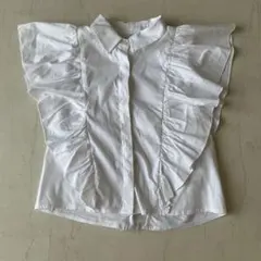 フリル付きホワイトシャツ Sサイズ 半袖