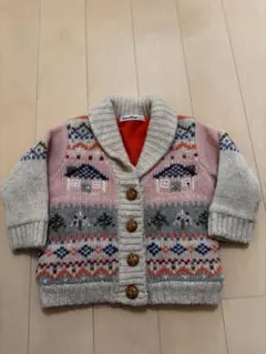 【値下げ】ファミリアfamiliarショールカラーカウチンニットカーディガン