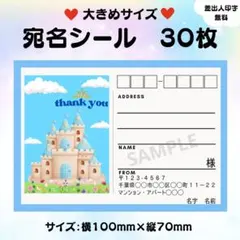 宛名シール　お城　水色　大きめサイズ　30枚