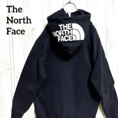 ザノースフェイス　ジップパーカー　スウェット　メンズXL　紺ネイビー　フードロゴ