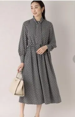 UNTITLED ビンテージ風ジオメ柄 ボウタイワンピース 3(L)