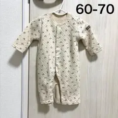 最安価‼️西松屋✨ロンパース　長袖　60-70 チェリー柄　ベージュ　薄手