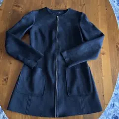 ほぼ新品　ZARA BASIC ノーカラーロングジャケットXSーS