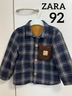 【美品】ZARA_92㎝_あったかチェックシャツ_ジャケット 18-24ヶ月