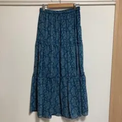 UNIQLO Mサイズ　ロングスカート　ペイズリー柄　ブルーグリーン系