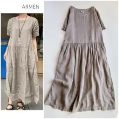 ARMEN アーメン ⿻ リネン ボートネック ワンピース ゆったり フランス製のサムネイル