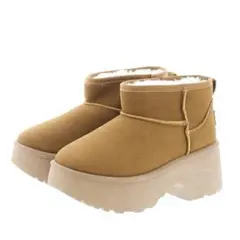 厚底 ムートンブーツ キャメル ショート丈のサムネイル
