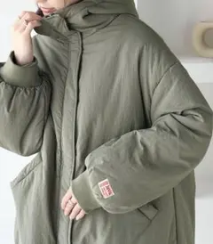 ⭐︎破格　オリーブグリーン モッズコート 裾ドローストリング　暖かい