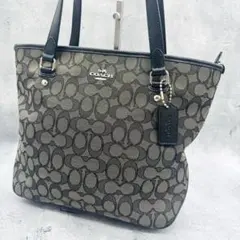 COACH 蔻馳 托特包 帆布 黑色 signature 55364