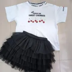 メゾピアノ　チェリー柄プリント Tシャツ ホワイトとZARAのスカート