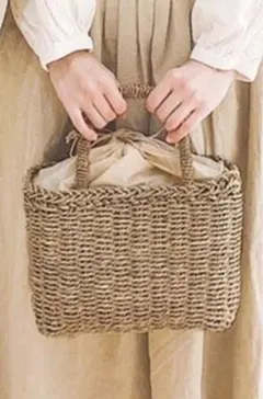 サマンサモスモス 水草　バック　天然素材 ハンドメイド　レザー　カゴバック