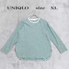 UNIQLO ユニクロストライプ 長袖Tシャツ グリーンサイズXL 綿100%