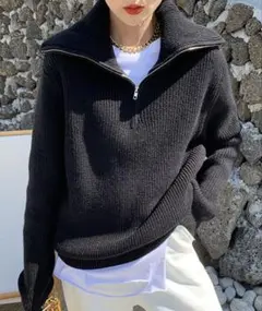 DoulaDoula＊ハーフジップアップニット