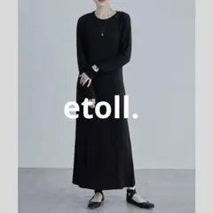 etoll. エトル ジャカード バックオープンワンピース ブラック Fのサムネイル