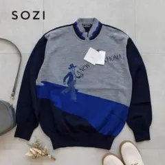 K9 SOZI ウール100% ニットセーター メンズ サイズ46 グラフィック