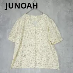 ジュノア　JUNOAH　水玉　ドット　アイボリー　半袖　ブラウス　Lサイズ　夏
