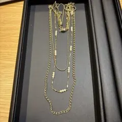 ゴールドトーン ビーズ付き ネックレス　3連