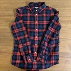 ユニクロ　フランネルシャツ　チェック　Mサイズ　赤系