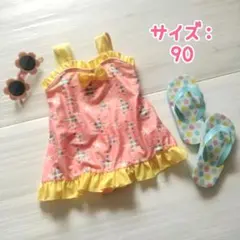 S2244★futafuta ベビー ワンピース水着（90）コーラルピンク